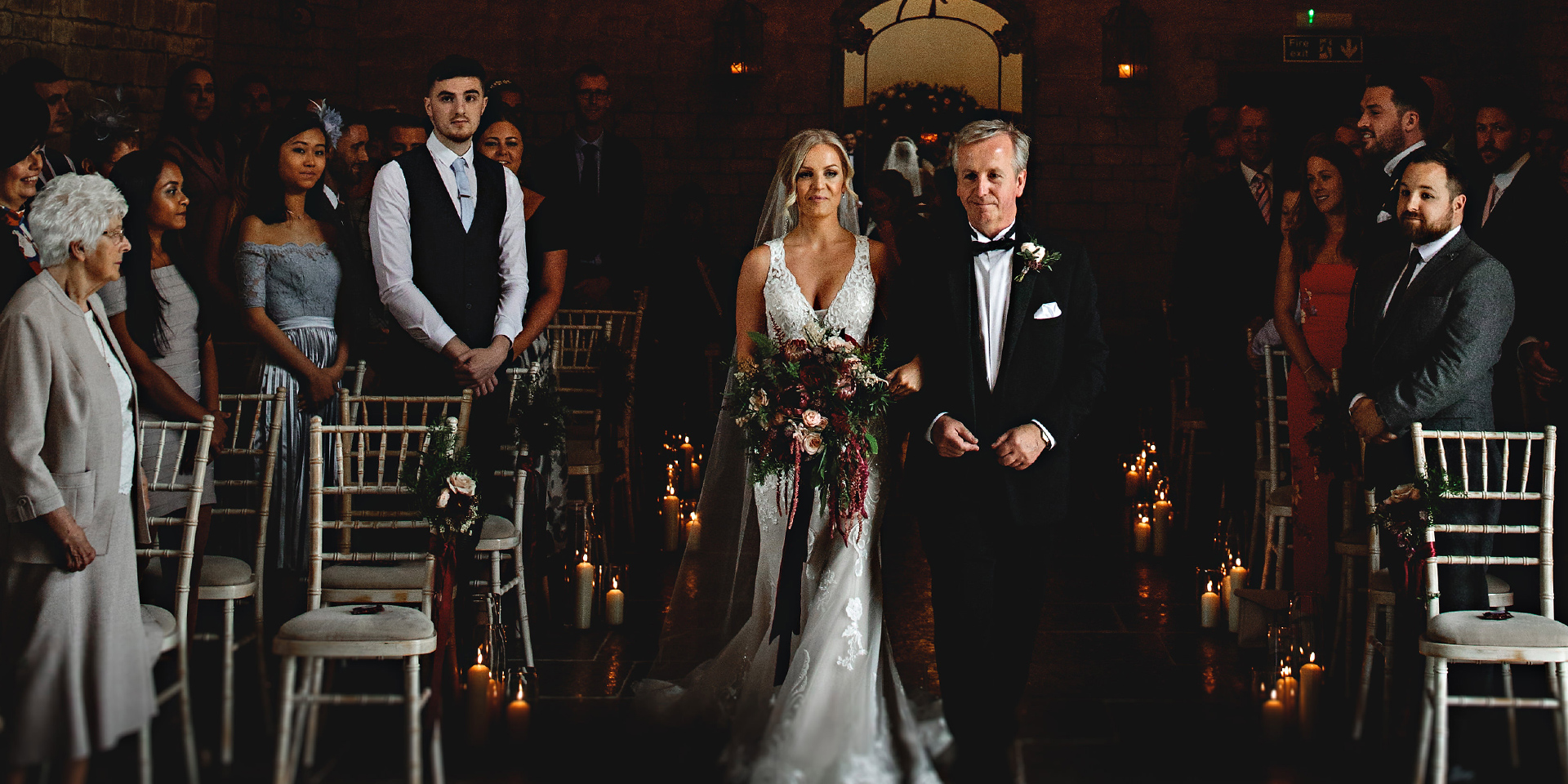 Bride-walks-down-aisle - Blackwell Grange Weddings