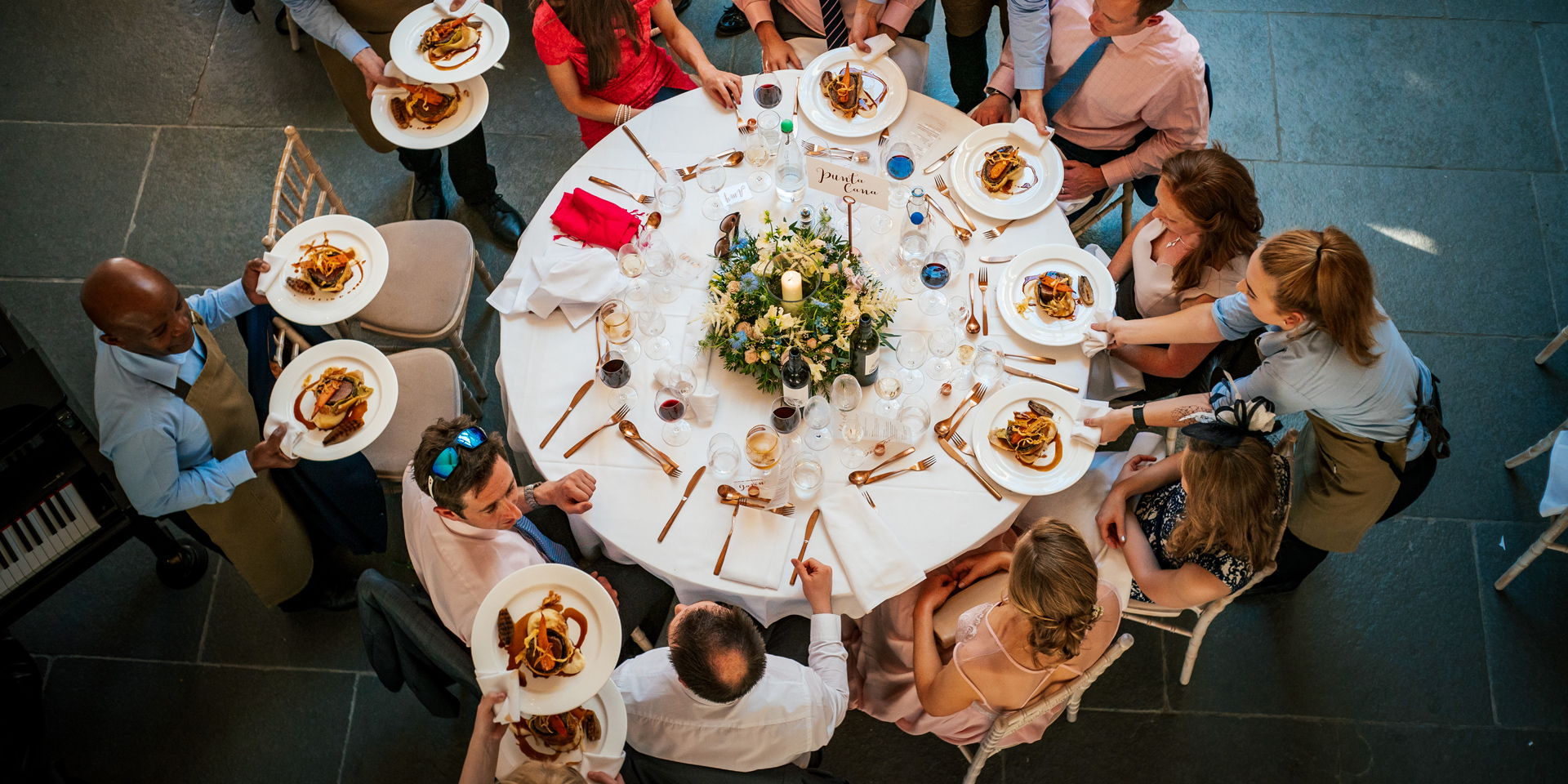 Guests enjoy a delicious wedding breakfast