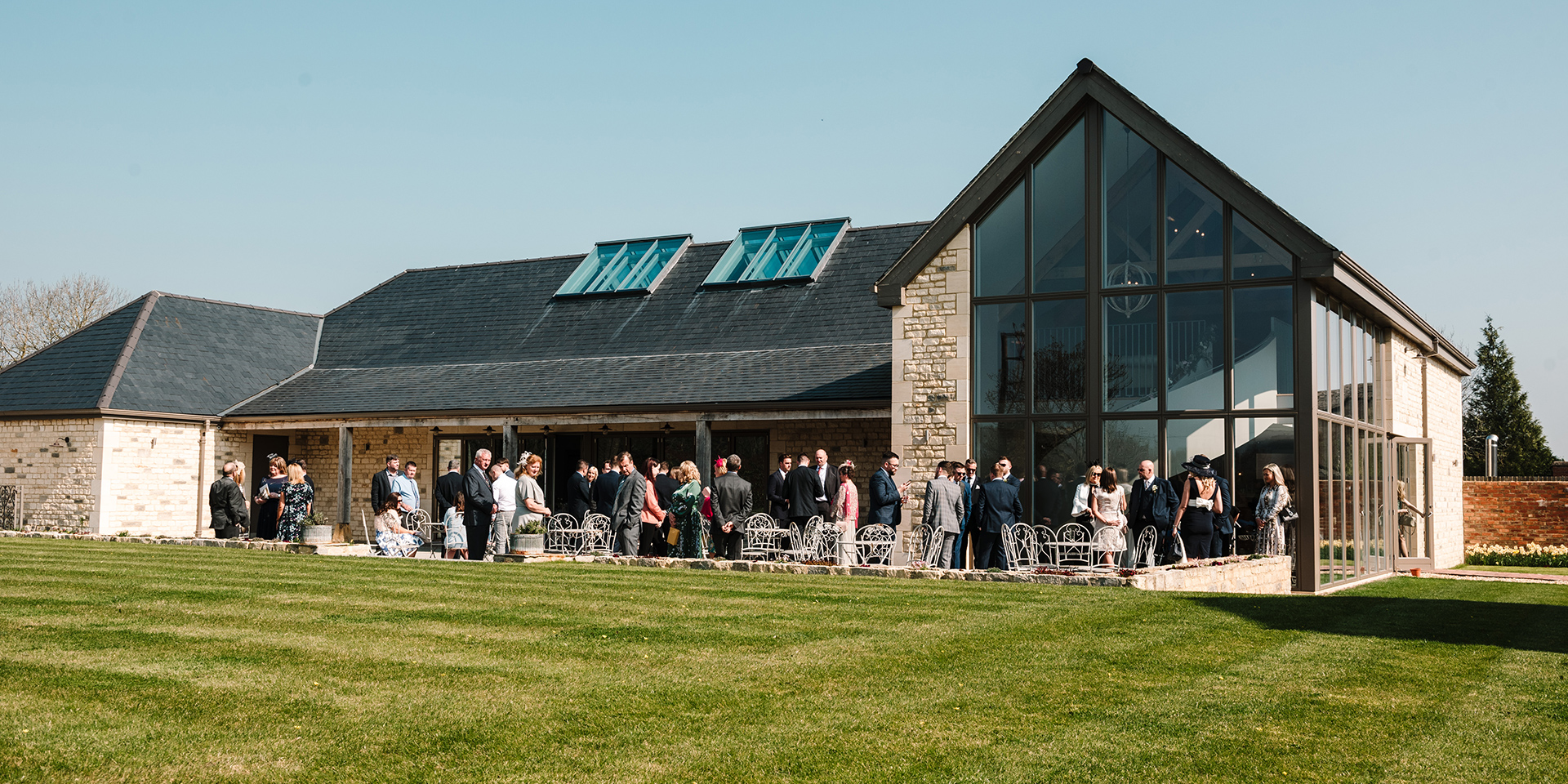 Guests enjoyed a drinks and canapes on Cider Lawn